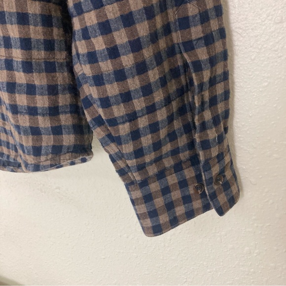 Thomas Dean Mens Padded Plaid Shirt Jacket Navy Front Button Closure - Picture 7 of 15